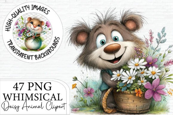 Download Whimsical Daisy Animal Clipart Bundle - Clipart Collection