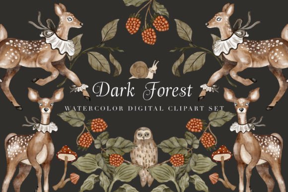 Download Dark Forest Animal Digital Clipart Set - Clipart Collection