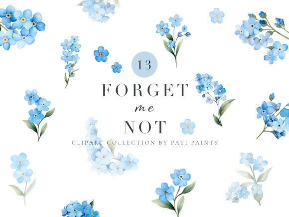 Download Forget Me Not Digital Clipart Set - Clipart Collection