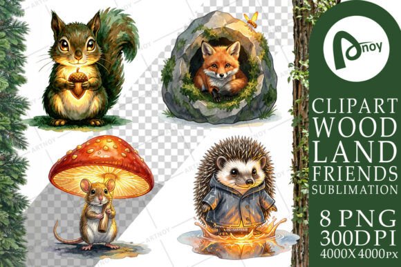 Download Nocturnal Woodland Animal Sublimation - Woodland animal Collection