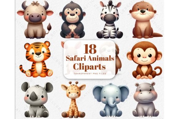 Download Watercolor Cute Safari Animals Clipart - Clipart Collection
