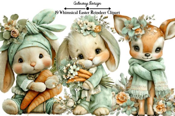 Download Whimsical Easter Reindeer Clipart - Clipart Collection