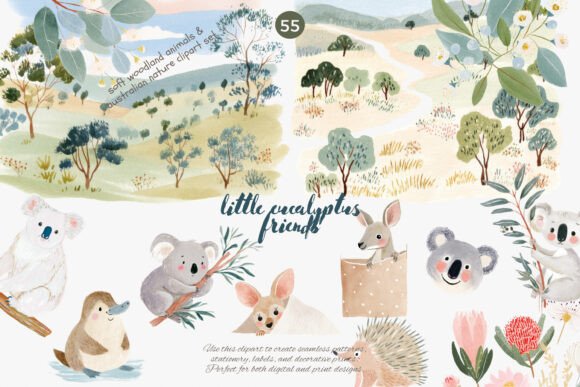 Download Australian Animals Watercolor Clipart Se - Clipart Collection