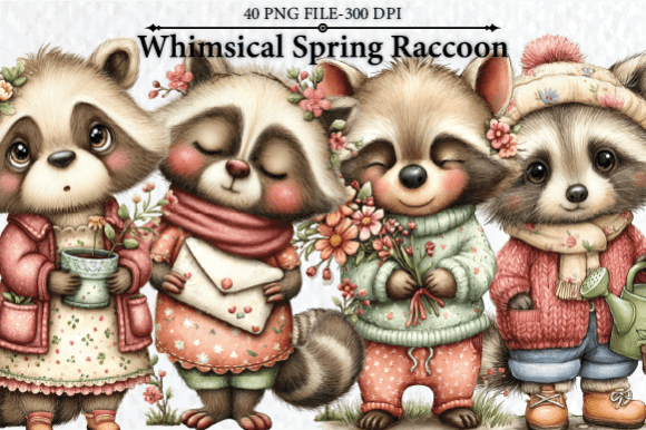 Download Whimsical Spring Raccoon Clipart - Clipart Collection