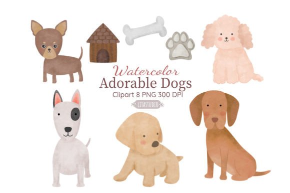 Download Watercolor Cute Dogs Digital Clipart Set - Clipart Collection
