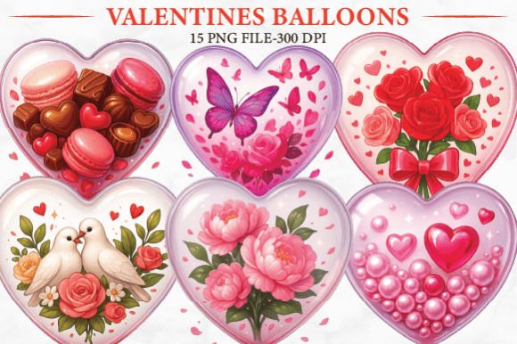 Download Valentine Heart Balloon Clipart Set - Clipart Collection