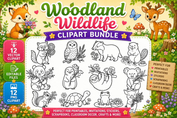 Download Woodland Wildlife Digital Clipart Bundle - Clipart Collection