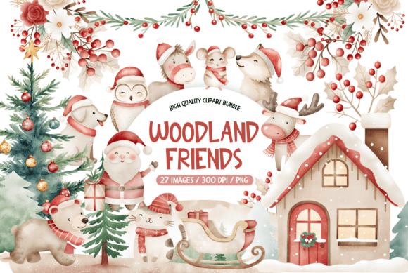 Download Woodland Friends Christmas Clipart Set - Clipart Collection