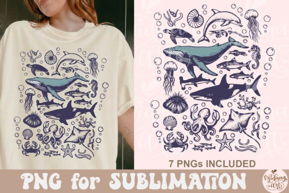 Download Sea Animals PNG, 90s Vintage Ocean PNG - Ocean Collection