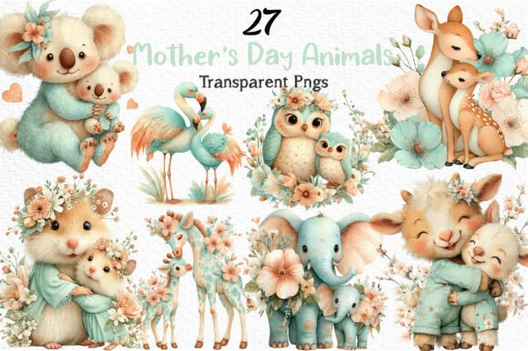 Download Whimsical Mother's Day Animals Clipart - Clipart Collection