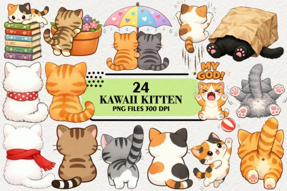 Download Kawaii Kitten Lovers Clipart Bundle - Clipart Collection