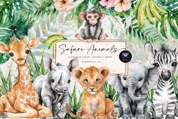 Download Safari Animals Watercolor Clipart - Clipart Collection