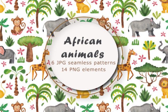 Download African Animals, Watercolor Digital Pape - Africa Collection