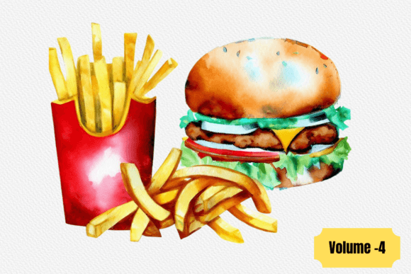 Download Fast Food Watercolor Clipart Volume –4 - Clipart Collection