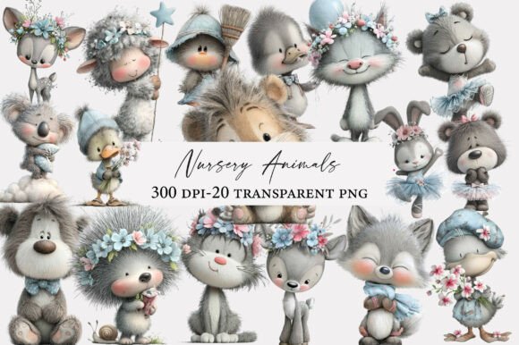 Download Watercolor Nursery Animals Clipart - Clipart Collection