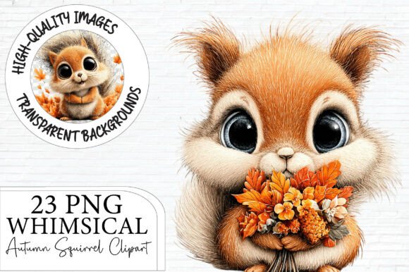 Download Whimsical Autumn Squirrel Clipart - Clipart Collection