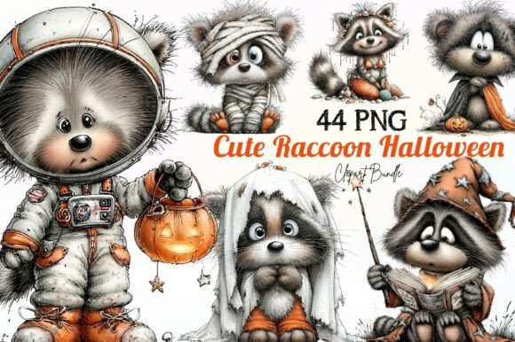 Download Whimsical Halloween Raccoon Clipart - Clipart Collection