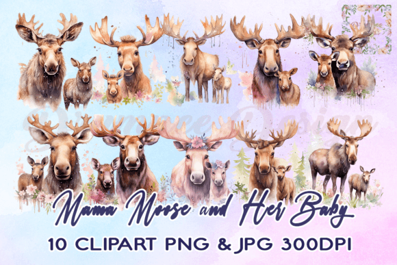 Download Mama Moose and Her Baby Clipart - Clipart Collection