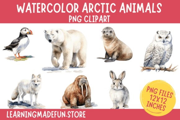 Download Watercolor Arctic Animals Clipart PNG - Clipart Collection