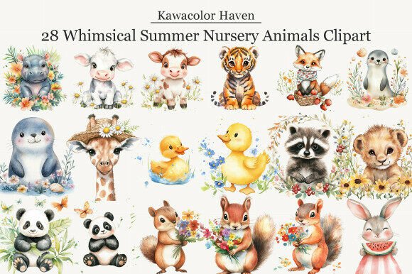 Download Whimsical Summer Nursery Animals Clipart - Clipart Collection