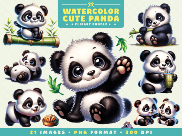 Download Watercolor Cute Panda Clipart - Clipart Collection