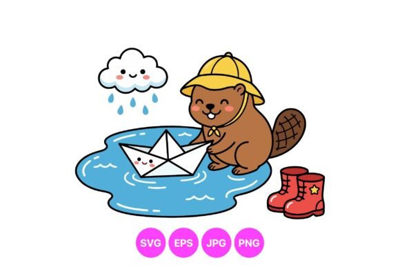 Download Cute Rainy Day Beaver Clipart - Clipart Collection