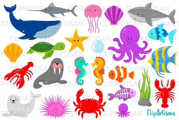 Download Sea Creatures Clipart - Clipart Collection