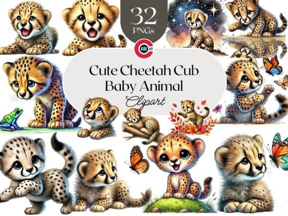 Download Adorable Baby Cheetah Cub Clipart - Clipart Collection