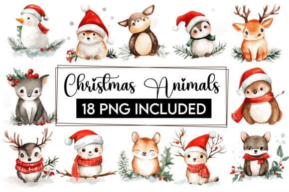 Download Christmas Baby Animals Clipart PNG Santa - Clipart Collection