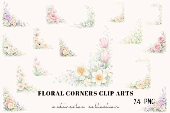 Download Watercolor Floral Corner Clipart - 24 - Clipart Collection