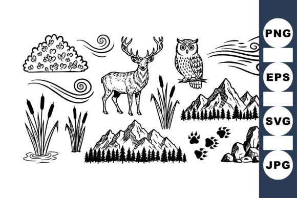 Download Rustic Forest Wildlife Clipart Set - Rustic Collection