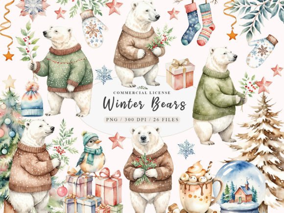 Download Polar Bear Clipart, Winter Bear Clipart, - Clipart Collection