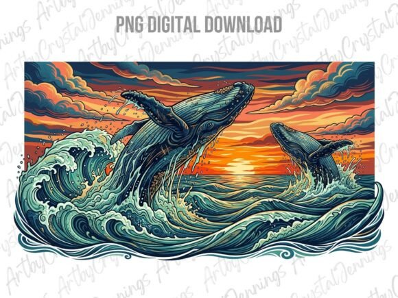 Download Whale Sunset Ocean Art PNG - Ocean Collection