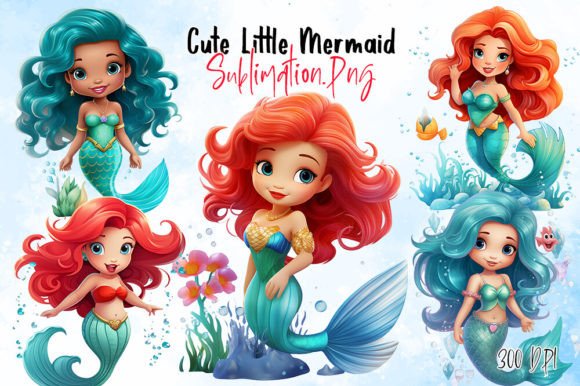 Download Cute Little Mermaid Sublimation Clipart - Clipart Collection
