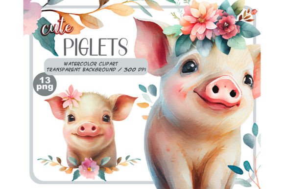 Download Watercolor Cute Baby Piglets Clipart Set - Clipart Collection