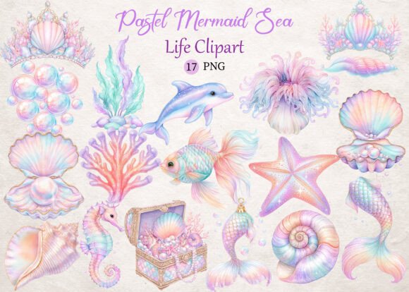 Download Pastel Mermaid Sea Life Clipart - Clipart Collection