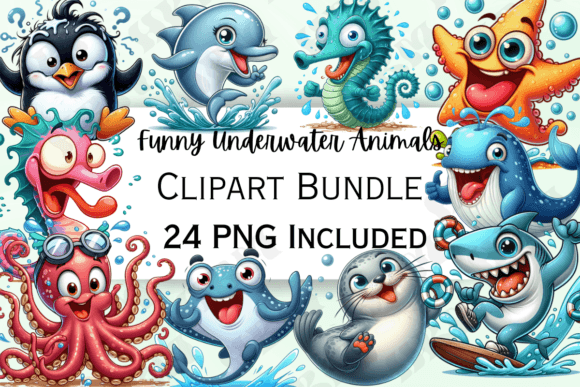 Download Funny Cartoon Underwater Animals Clipart - Clipart Collection