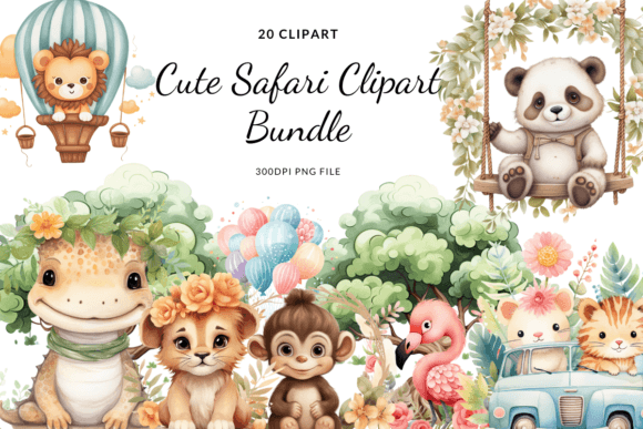 Download Cute Safari Clipart Bundle - Clipart Collection