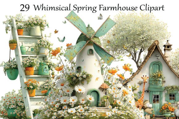 Download Whimsical Spring Farmhouse Clipart - Clipart Collection