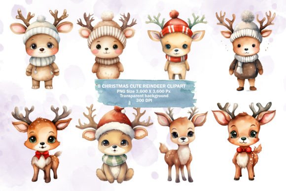 Download Watercolor Cute Reindeer PNG Clipart - Clipart Collection