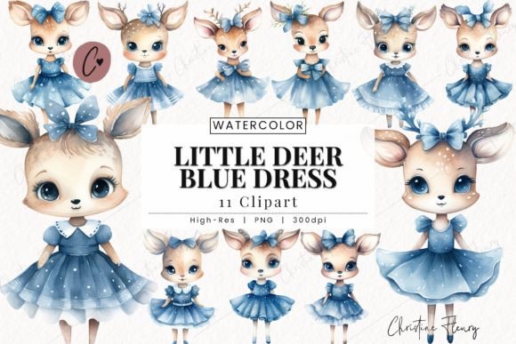 Download Little Deer Blue Dress Clipart, Deer PNG - Clipart Collection