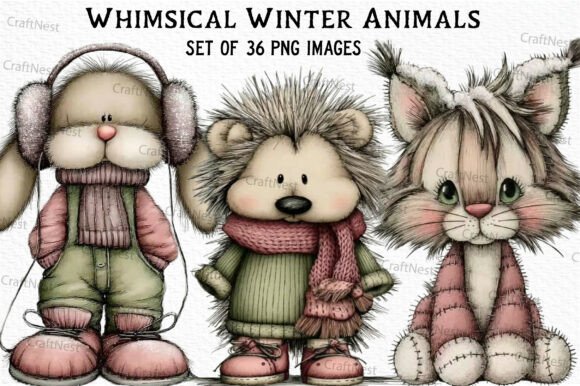 Download Whimsical Winter Animals Clipart - Clipart Collection