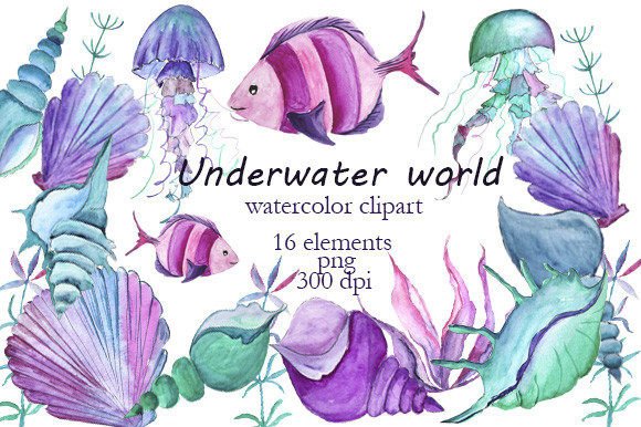 Download Watercolor Undersea World Clipart,PNG - Clipart Collection