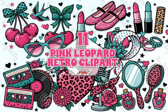 Download Pink Leopard Retro Clipart PNG - Clipart Collection