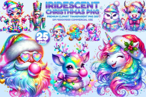 Download Iridescent Christmas Clipart PNG Bundle - Clipart Collection