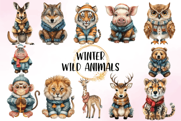 Download Watercolor Cute Winter Animals Clipart - Clipart Collection