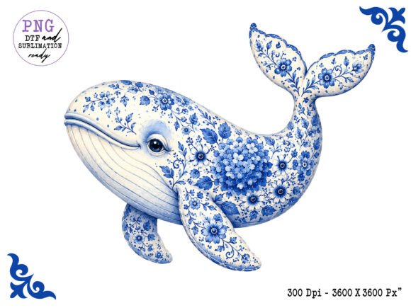 Download Chinoiserie Ocean Blue Whale Clipart PNG - Ocean Collection