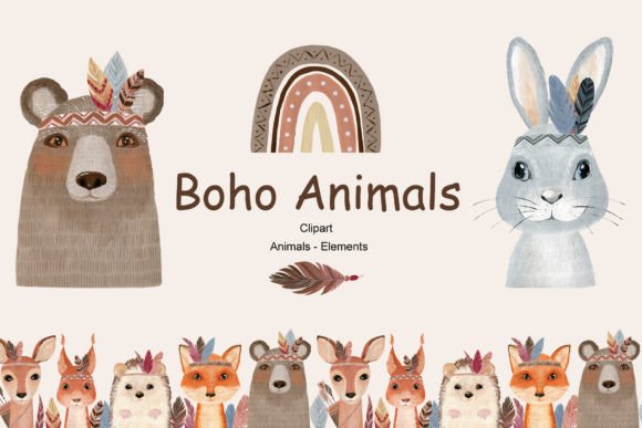 Download Boho Animals Clipart. - Clipart Collection