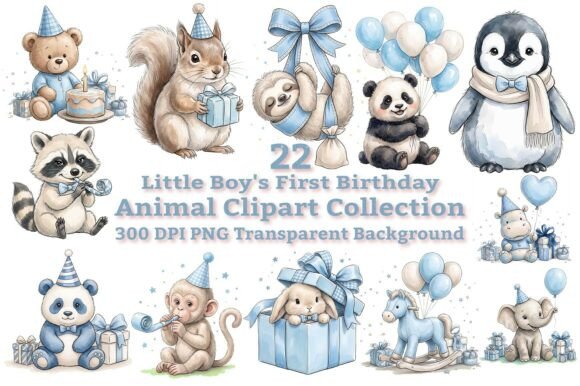Download Little Boy First Birthday Animal Clipart - Clipart Collection