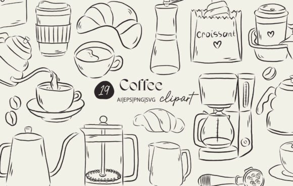 Download Coffee Set Clipart - Clipart Collection